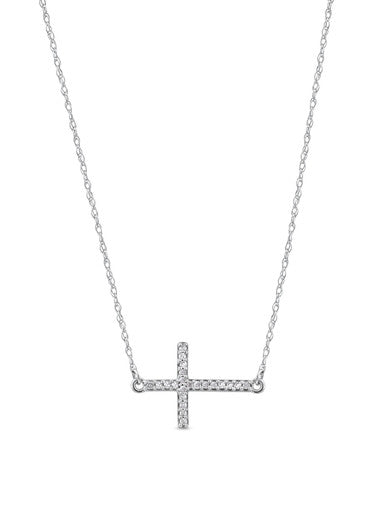  May & June 1/20-ct TDW Diamond Cross Pendant Necklace - White - Bonton