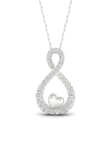  May & June 1/6ct TDW Diamond Infinity with Heart Pendant Necklace - White - Bonton