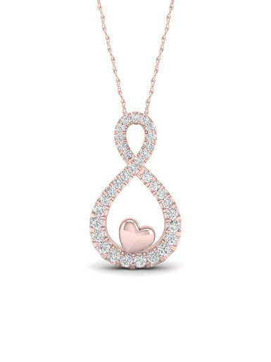  May & June 1/6ct TDW Diamond Infinity with Heart Pendant Necklace - Pink - Bonton