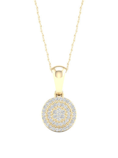  May & June 1/8ct TDW Diamond Halo Pendant Necklace - Yellow - Bonton