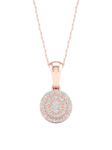  May & June 1/8ct TDW Diamond Halo Pendant Necklace - Pink - Bonton