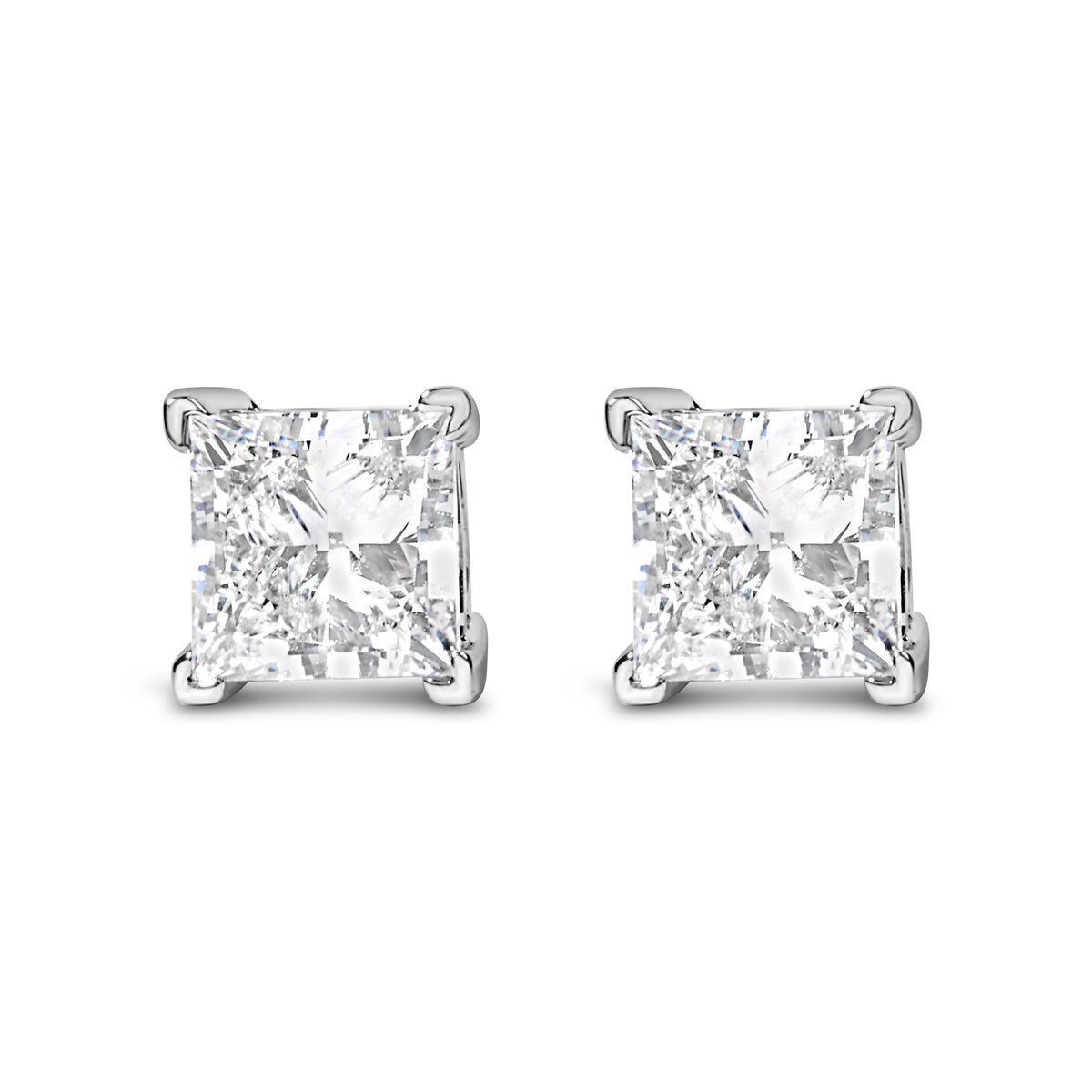  Haus of Brilliance 14K White Gold 1 1/2 Cttw Princess Cut Lab-Grown Diamond Solitaire Stud Earrings (F-G Color, VS2-SI1 Clarity) - 1.5 - Bonton