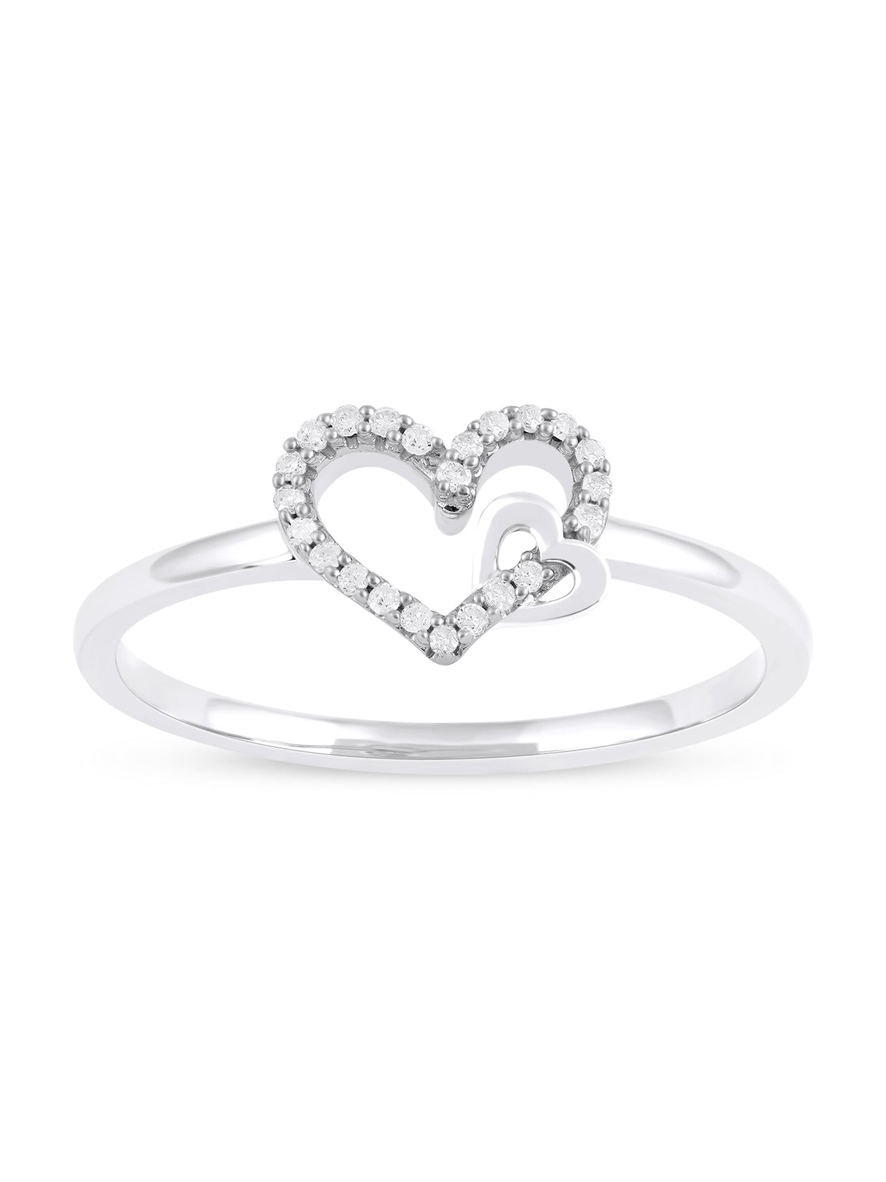  May & June 1/10-ct TDW Diamond Dual Heart Fashion Ring - White - Bonton