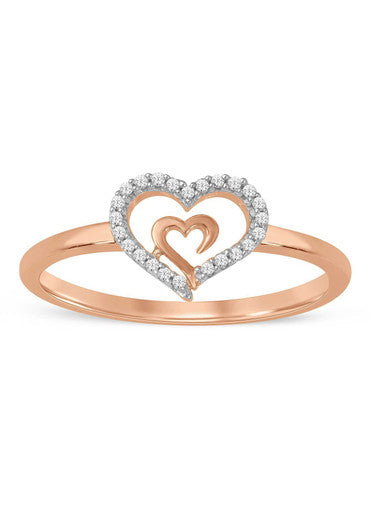  May & June 1/10-ct TDW Diamond Dual Heart Fashion Ring - Yellow - Bonton