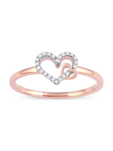  May & June 1/10-ct TDW Diamond Dual Heart Fashion Ring - Pink - Bonton