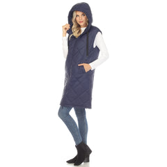 Women's Diamond Quilted Hooded Puffer Vest