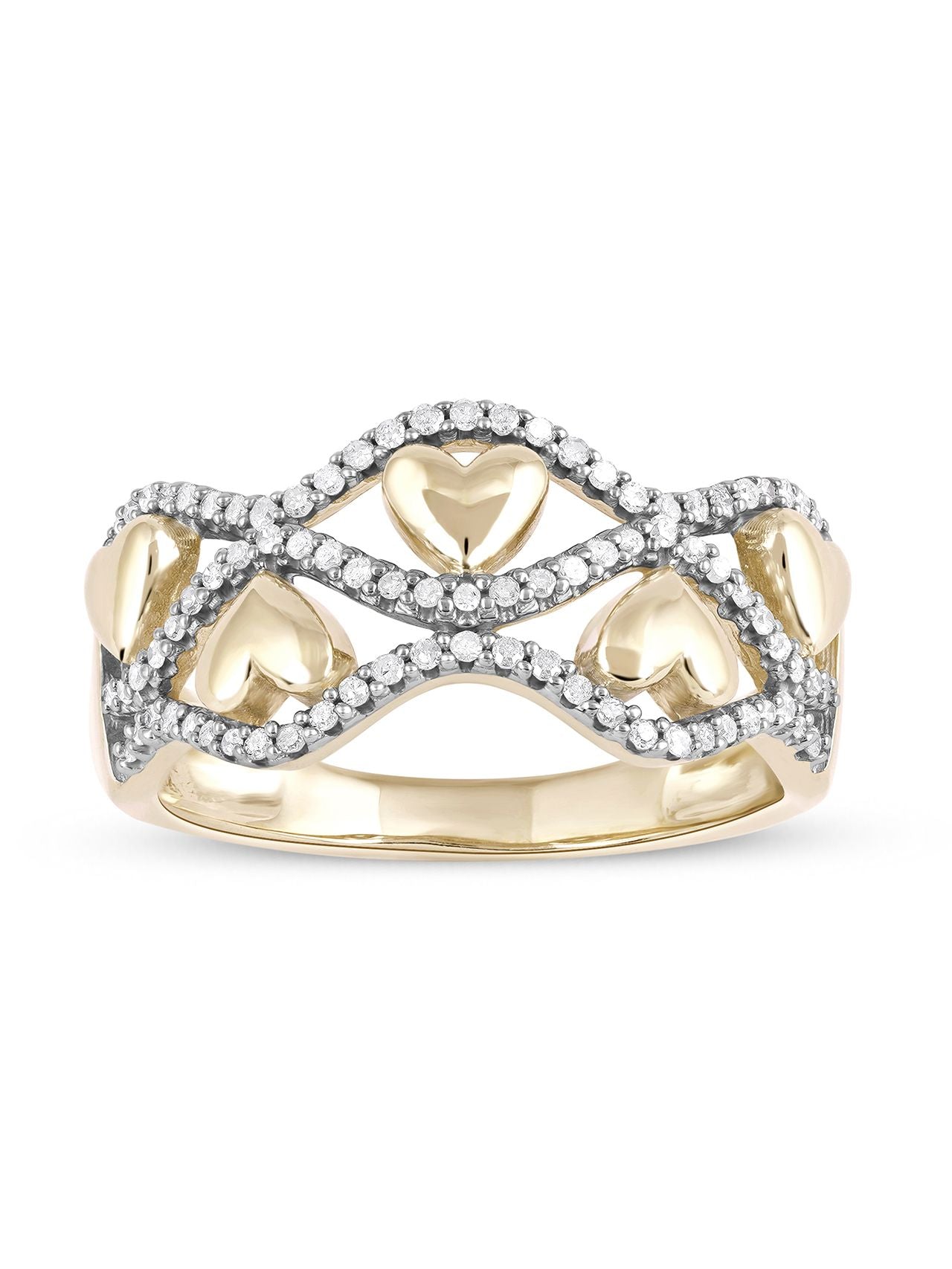  May & June 1/5ct TDW Diamond Heart Fashion Ring - Yellow - Bonton