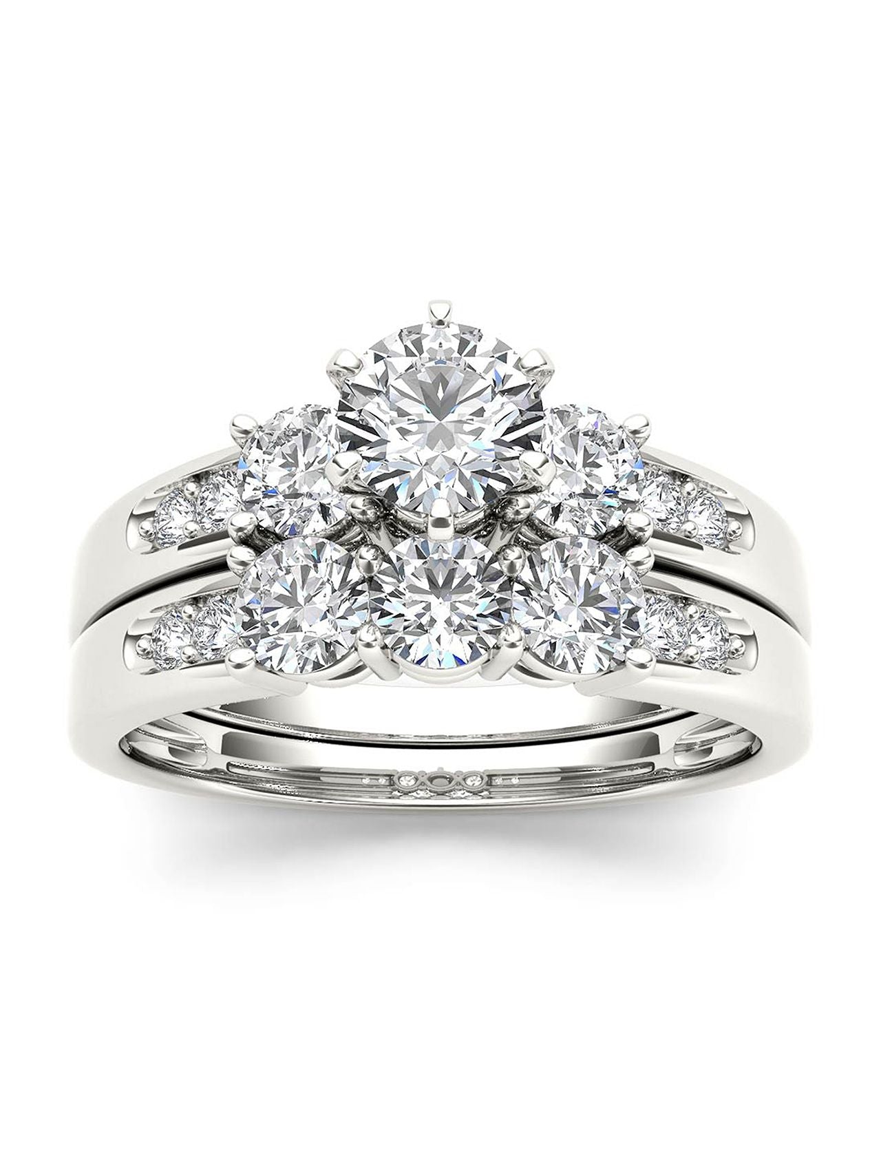  May & June 1 3/8ct TDW Diamond Three Stone Bridal Ring Set - White - Bonton