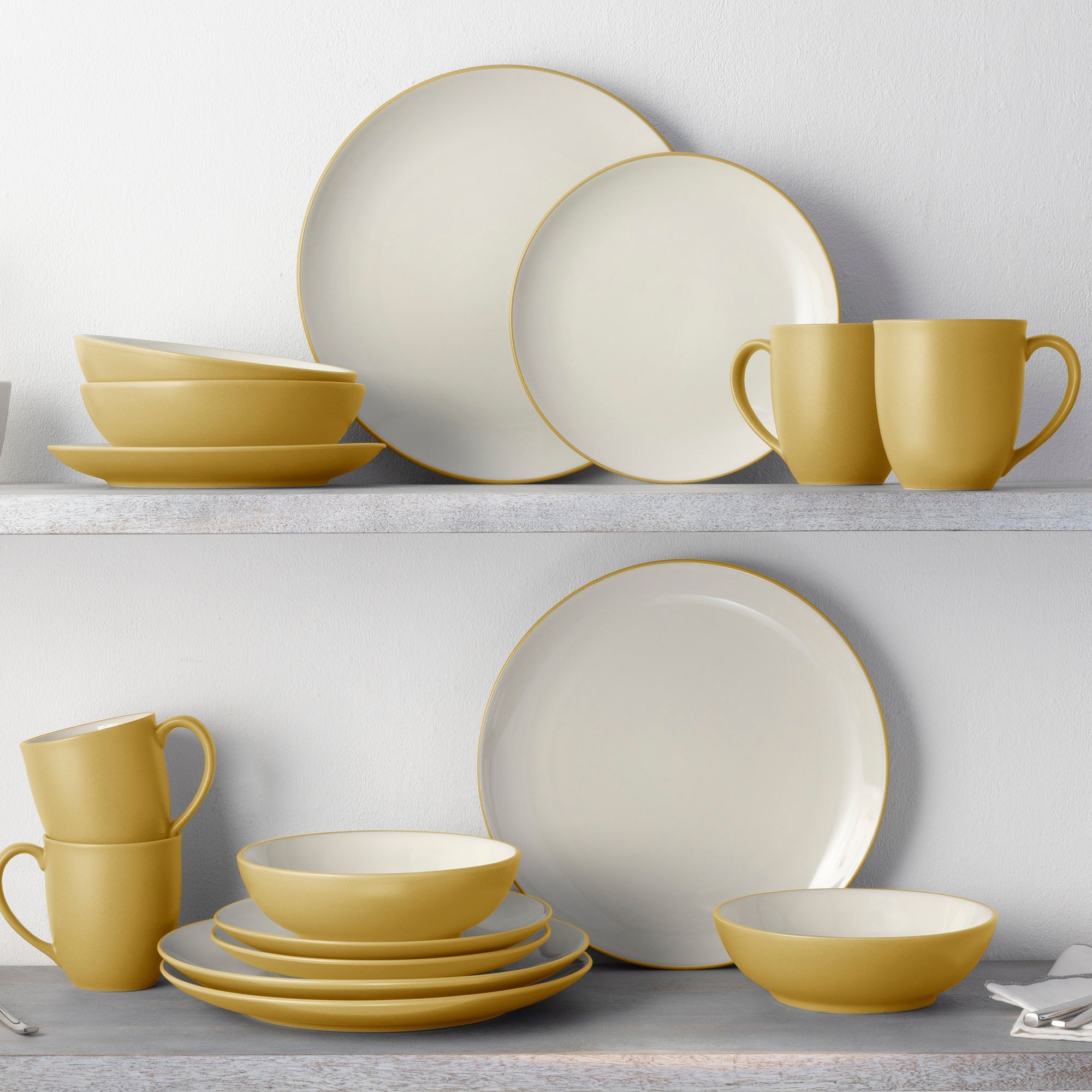  Noritake Colorwave 16-Piece Coupe Dinnerware Set, Service for 4 - Mustard - Bonton