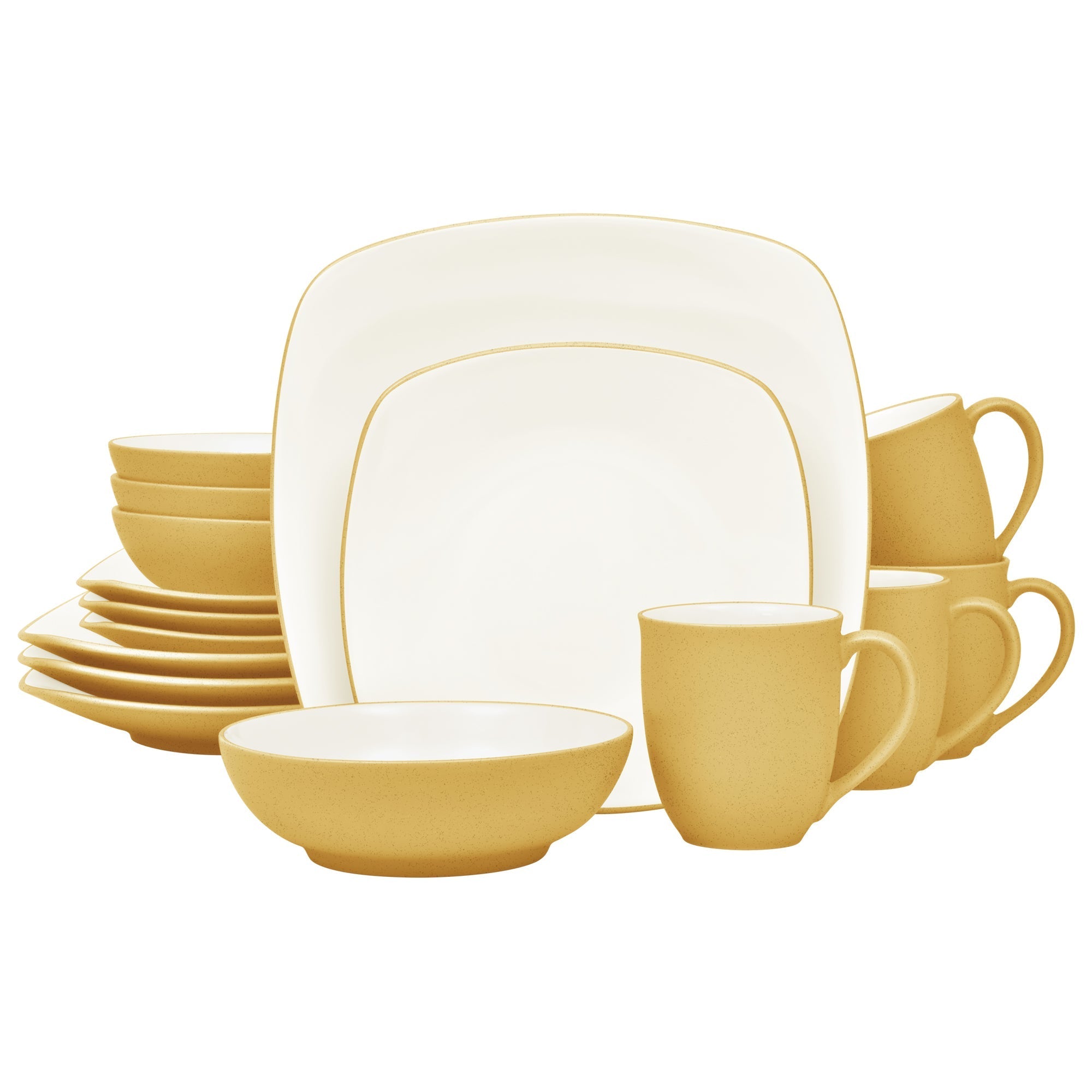  Noritake Colorwave 16-Piece Square Dinnerware Set, Service for 4 - Mustard - Bonton