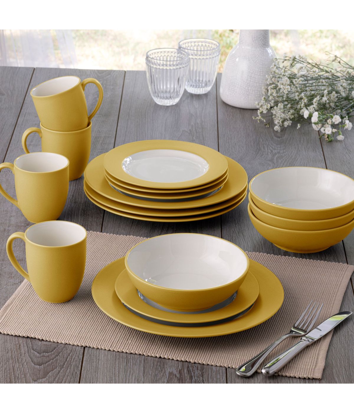  Noritake Colorwave 4 Piece Rim Place Setting - Mustard - Bonton