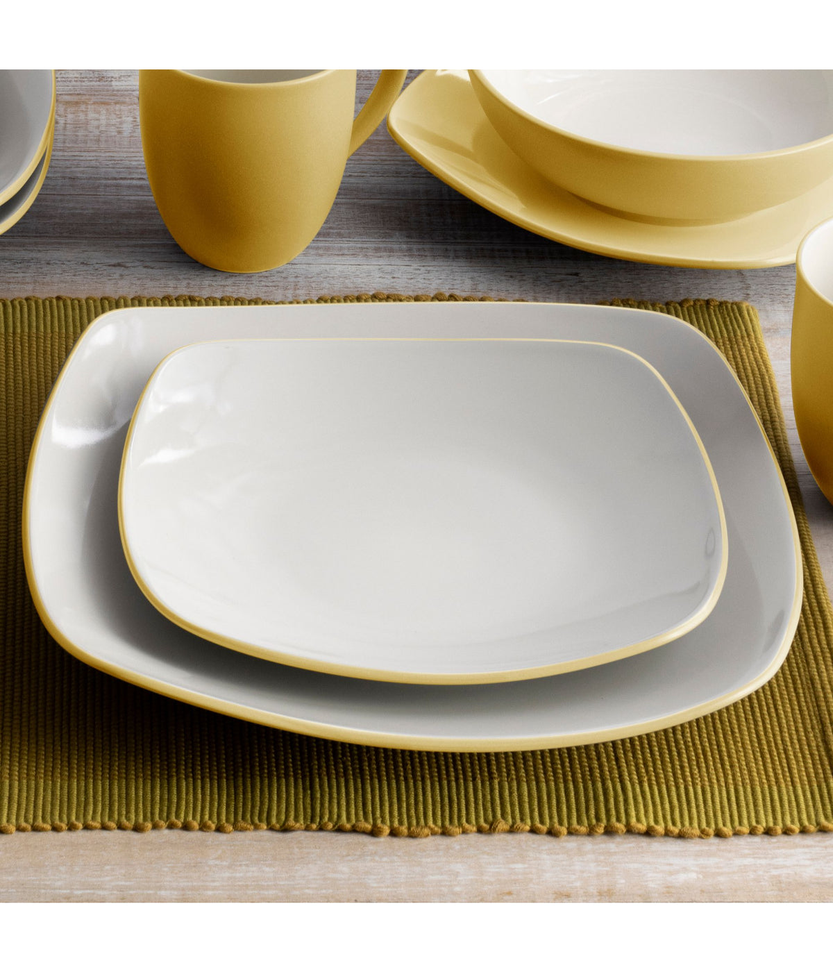  Noritake Colorwave Set of 4 Square Dinner Plates - Mustard - Bonton