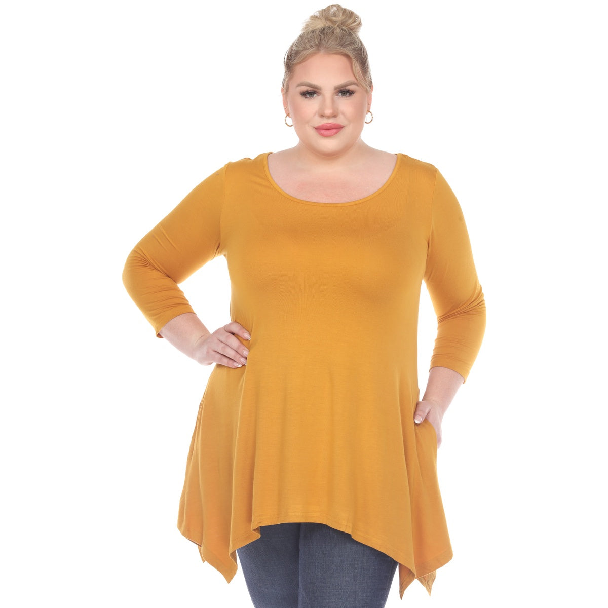  White Mark Plus Size Makayla Tunic Top - 1X - Bonton