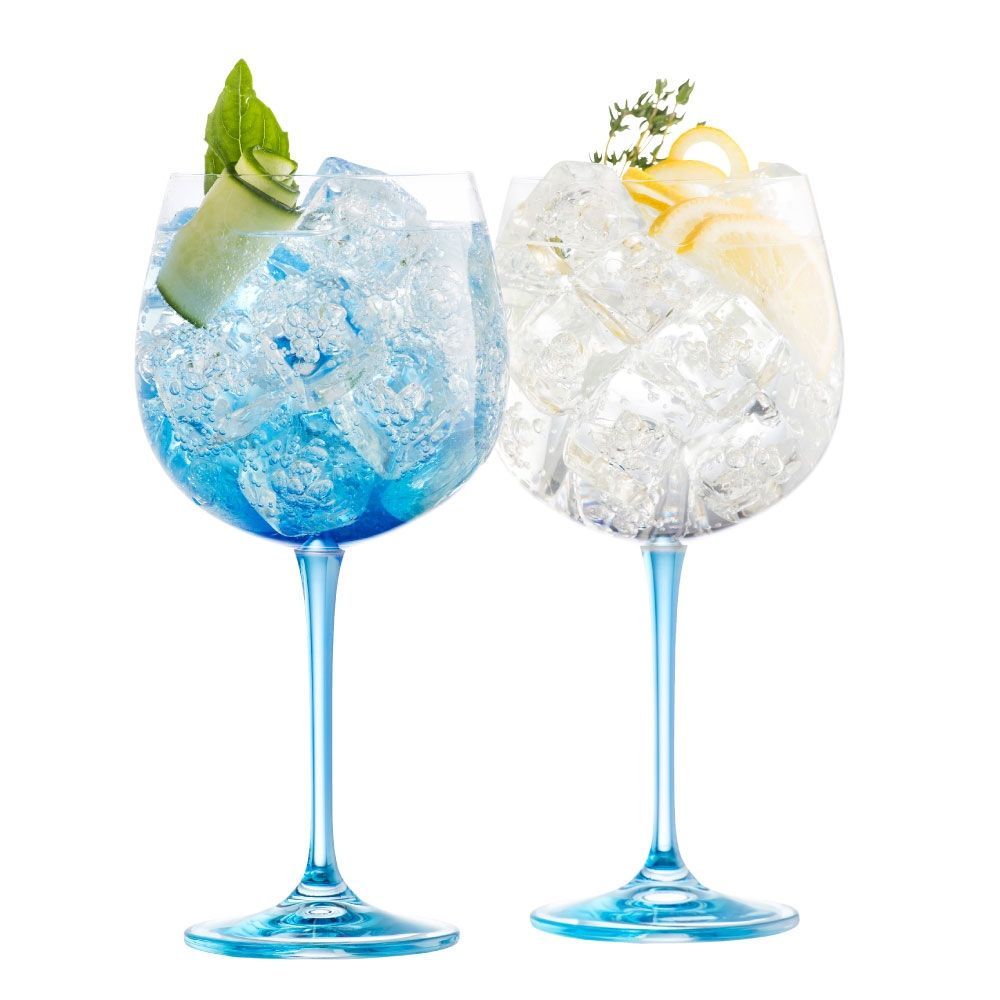  Galway Crystal Blue Gin and Tonic Balloon Glasses Pair - Transparent - Bonton