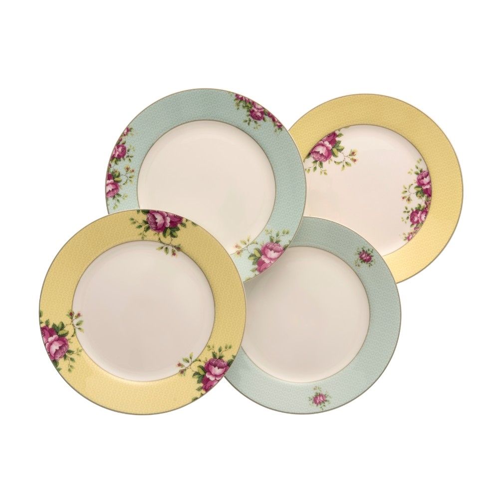  Aynsley China Archive Rose Side Plates Set of 4 - Multi - Bonton