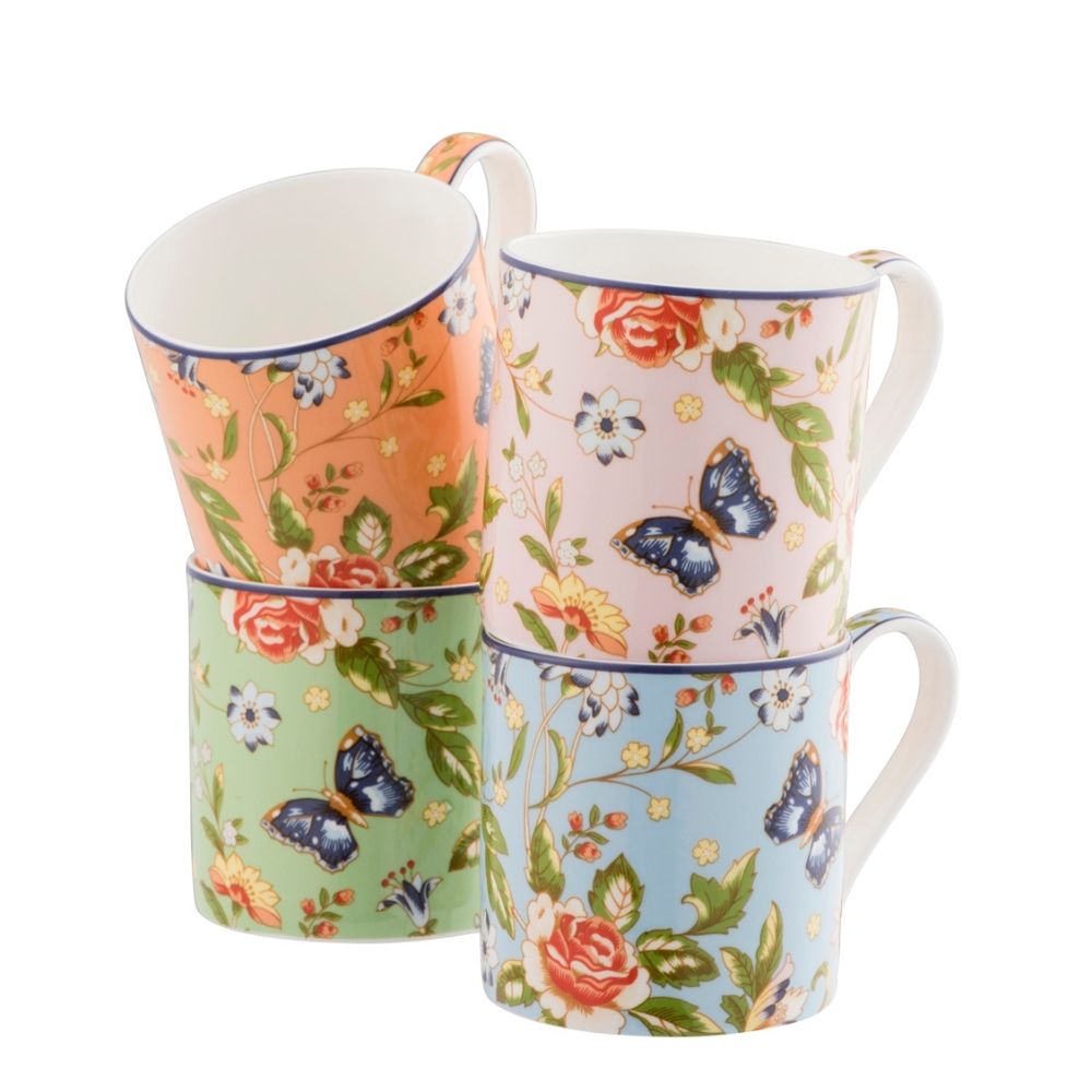  Aynsley China Cottage Garden Windsor Mugs Set of 4 - Multi - Bonton