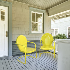 34-Inch Outdoor Retro Tulip Steel Armchair  Yellow