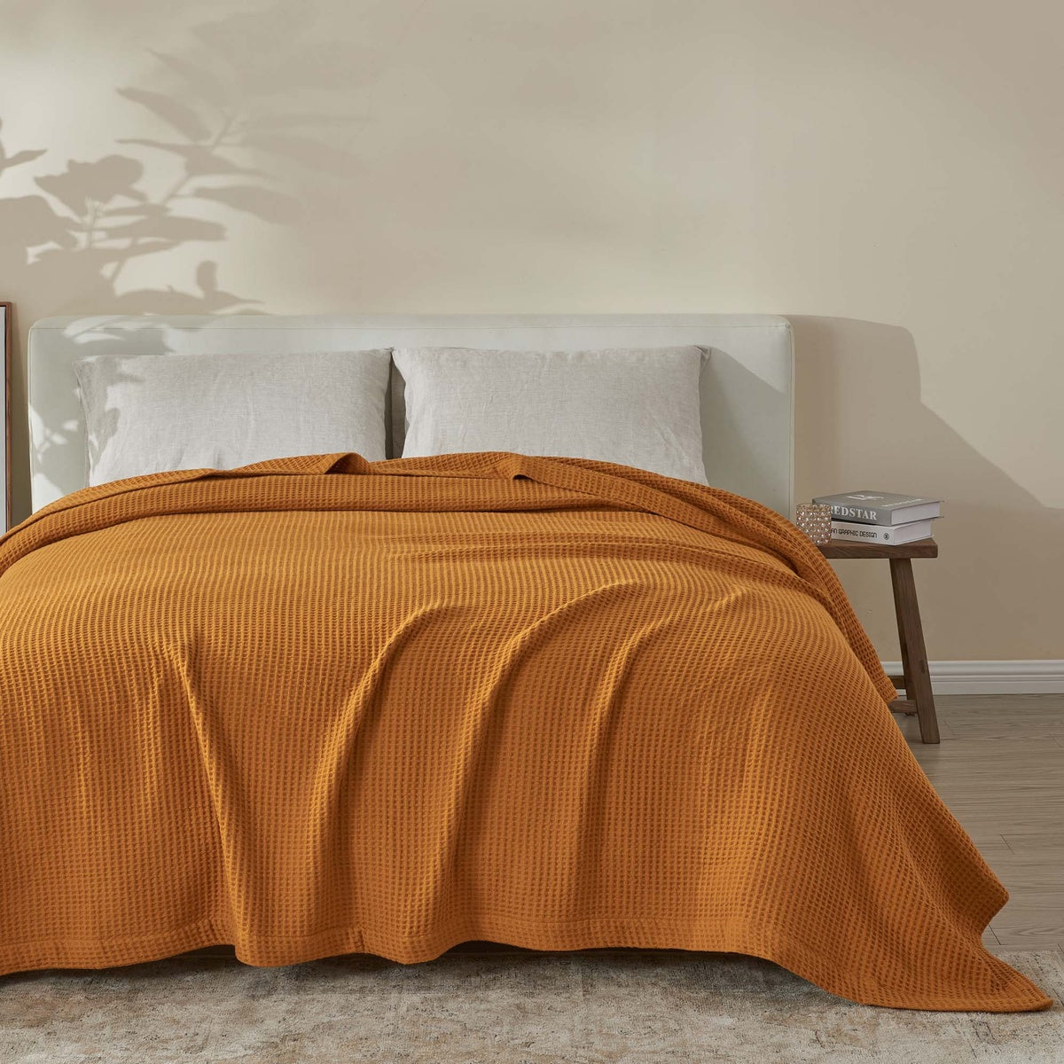  Patina Vie Maison Patina Vie Maison 100% Cotton All-Season Waffle Weave Knit Throw Blanket - Full / Queen - Bonton