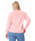 Cotton Cashmere Allover Gem Cardigan Pink Pearl