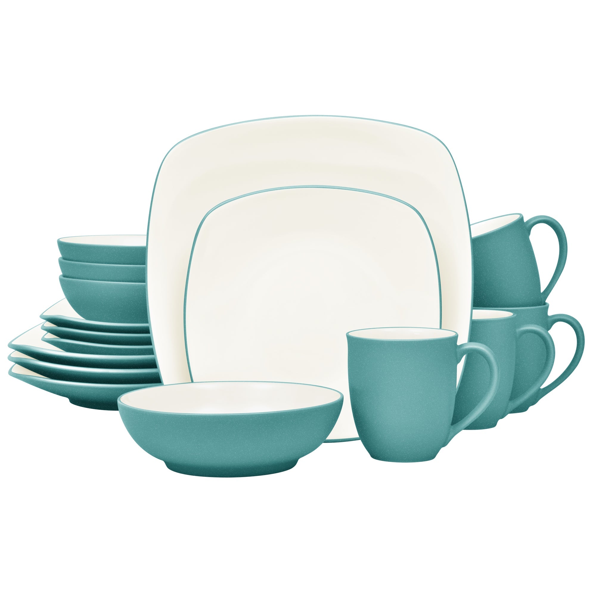  Noritake Colorwave 16-Piece Square Dinnerware Set, Service for 4 - Turquoise - Bonton