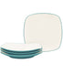  Noritake Colorwave Set of 4 Square Dinner Plates - Turquoise - Bonton