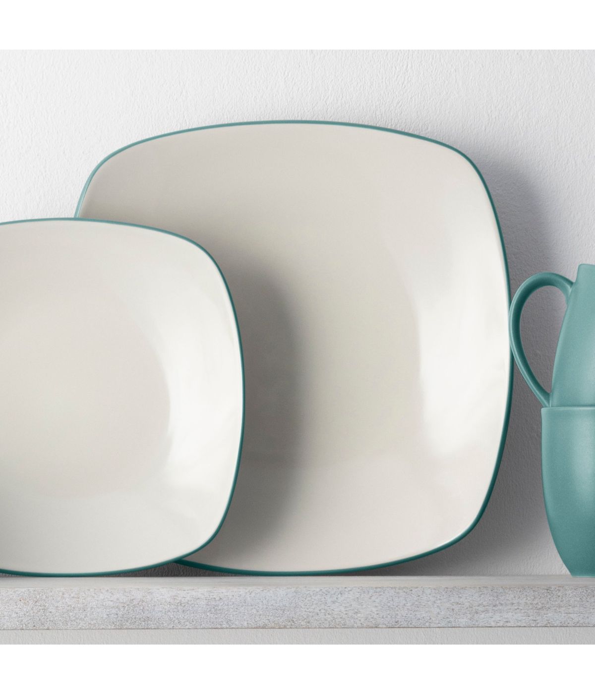  Noritake Colorwave Set of 4 Square Dinner Plates - Turquoise - Bonton