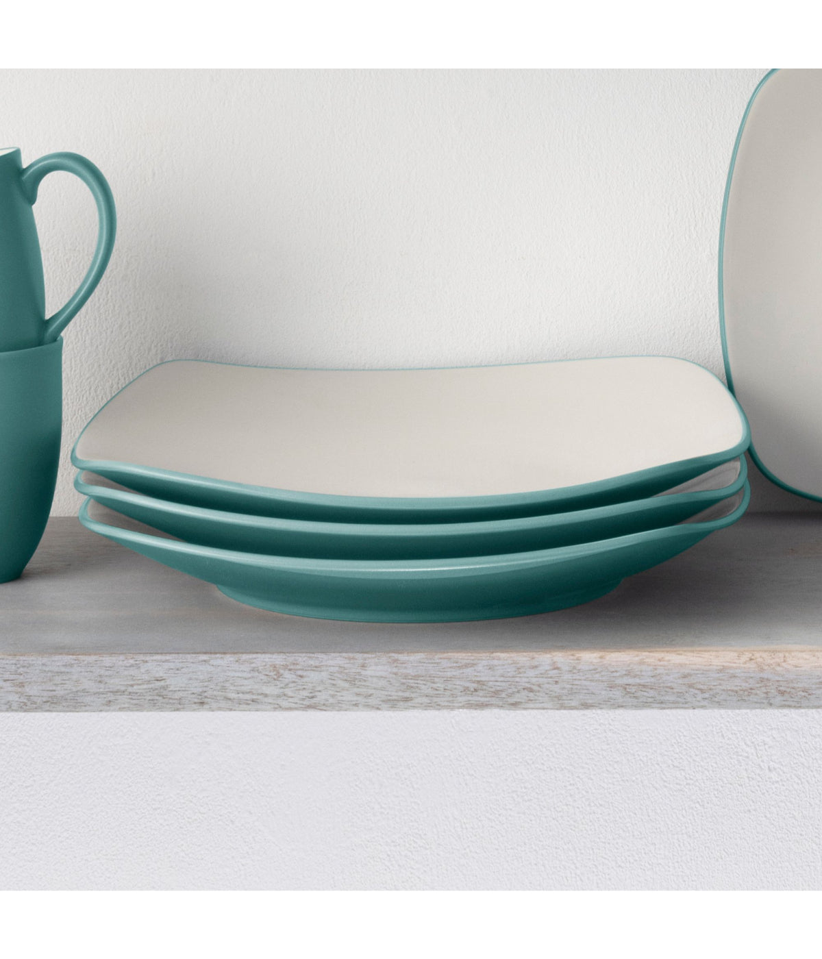  Noritake Colorwave Set of 4 Square Dinner Plates - Turquoise - Bonton