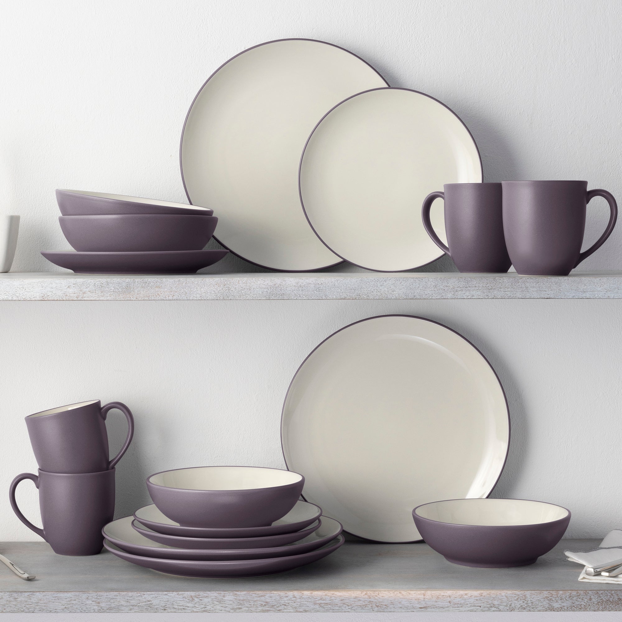  Noritake Colorwave 16-Piece Coupe Dinnerware Set, Service for 4 - Plum - Bonton