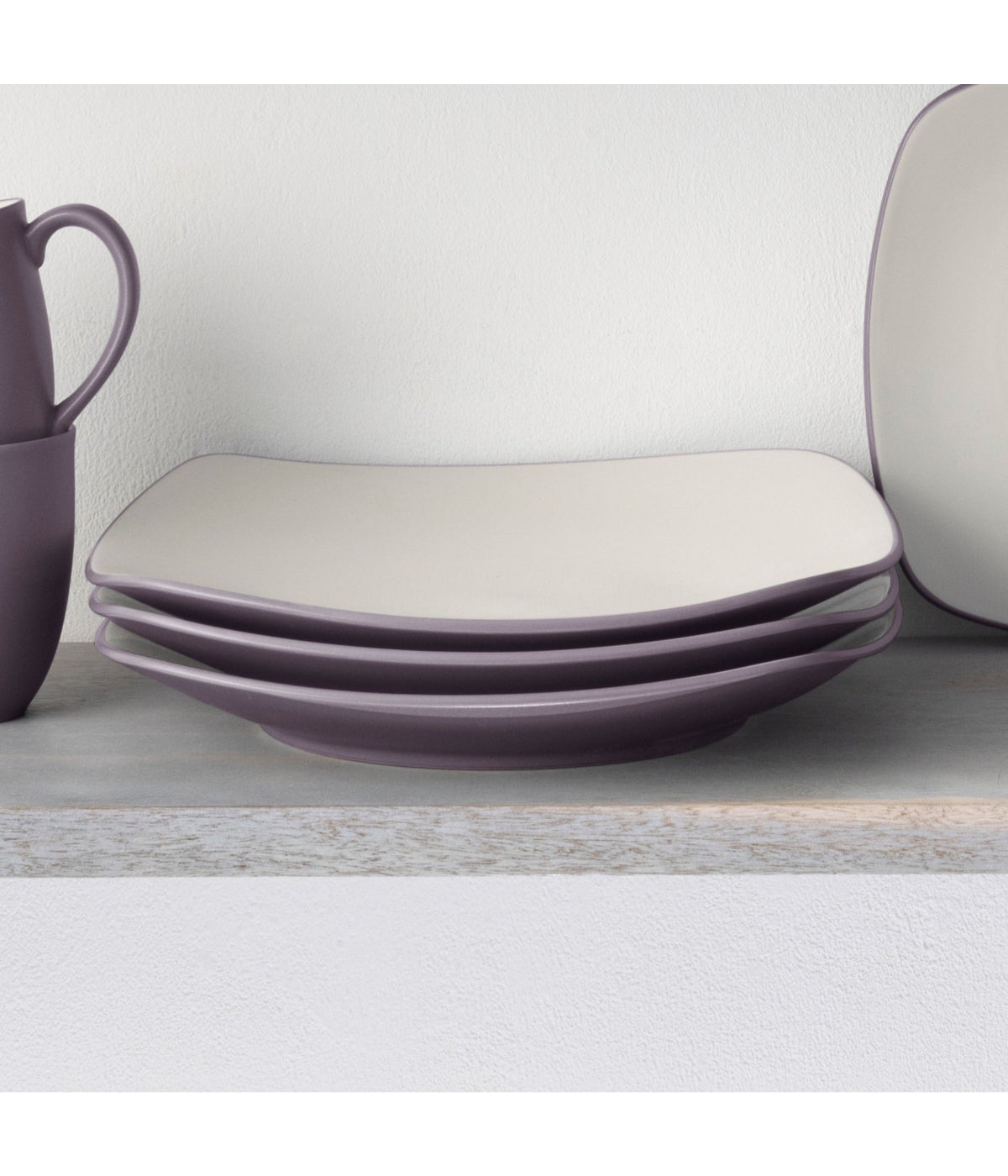  Noritake Colorwave Set of 4 Square Dinner Plates - Plum - Bonton