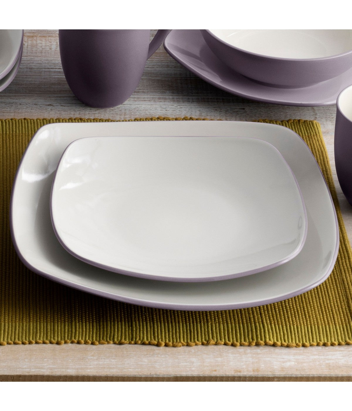  Noritake Colorwave Set of 4 Square Dinner Plates - Plum - Bonton