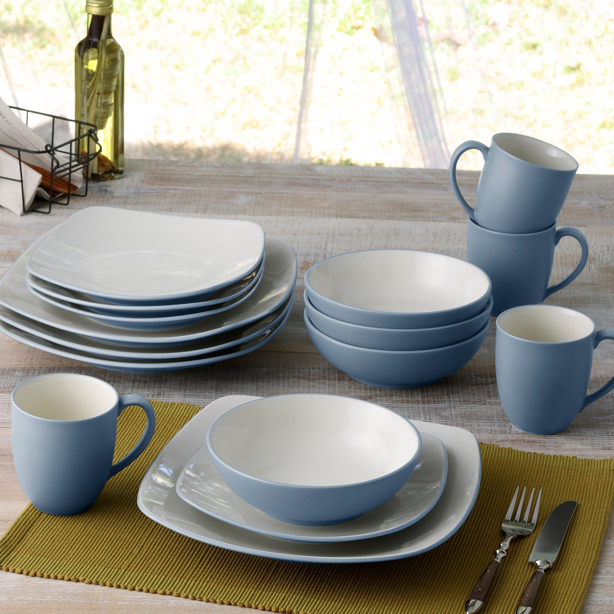  Noritake Colorwave 16-Piece Square Dinnerware Set, Service for 4 - Ice - Bonton