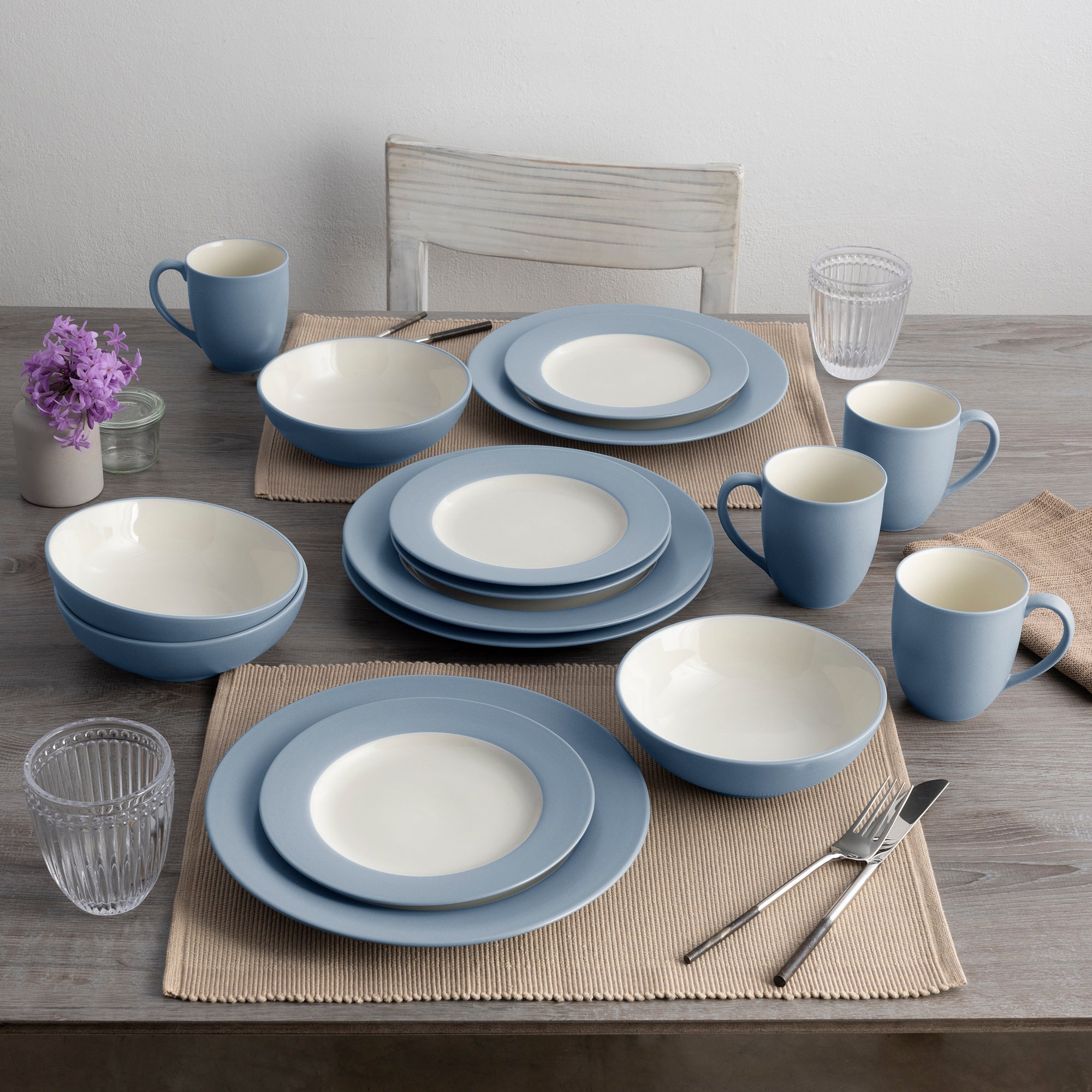  Noritake Colorwave 16-Piece Rim Dinnerware Set, Service for 4 - Ice - Bonton