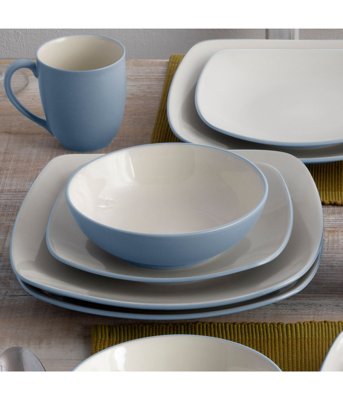  Noritake Colorwave Set of 4 Square Dinner Plates - Ice - Bonton