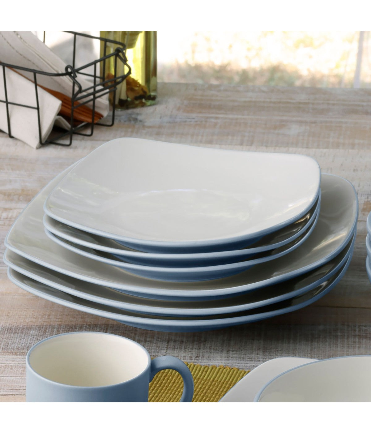  Noritake Colorwave Set of 4 Square Dinner Plates - Ice - Bonton