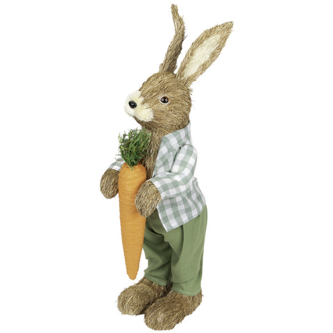Spring Sisal Standing Bunny Rabbit Figure With Carrot - 19"