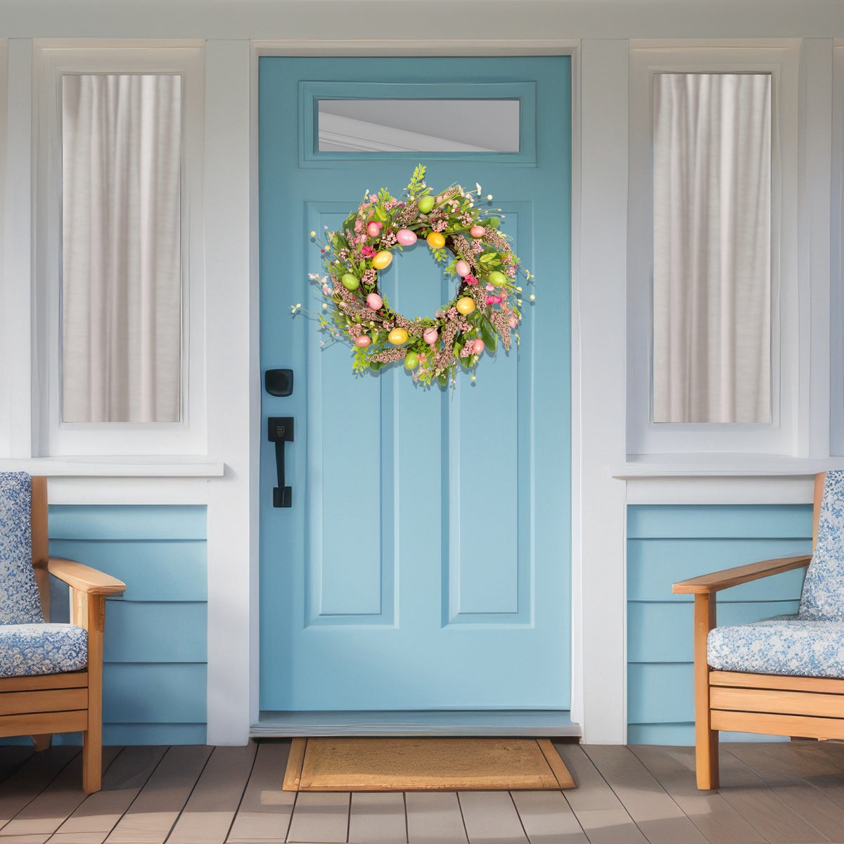  Northlight Easter Egg With Berry Floral Springtime Wreath  Pink and Green 20