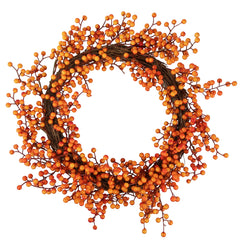 Artificial Berries Fall Harvest Twig Wreath - 18" - Orange and Red - Unlit