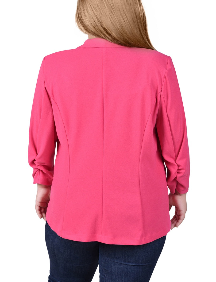  NY Collection Plus Size 3/4 Sleeve Scuba Crepe Jacket - Black - Bonton