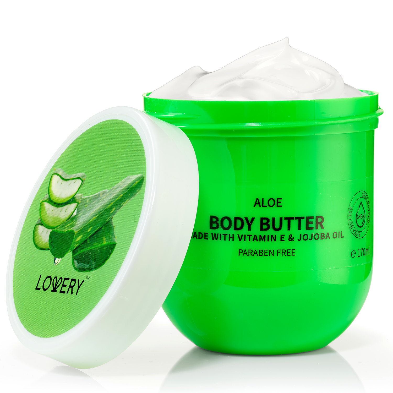  Lovery Aloe Body Butter - Ultra Hydrating Shea Butter Body Cream - Green - Bonton