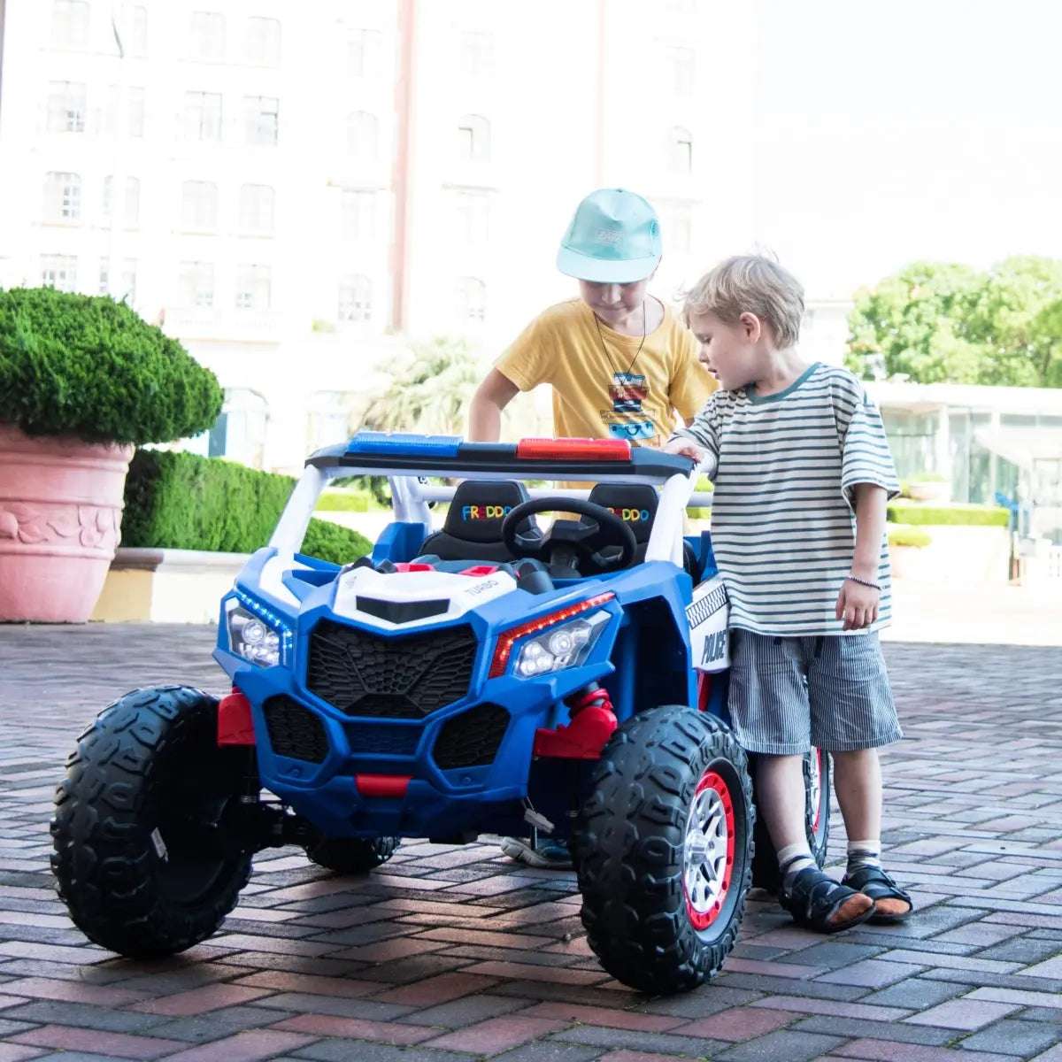  Freddo 24V Freddo Storm Police UTV 2 Seater - Blue - Bonton