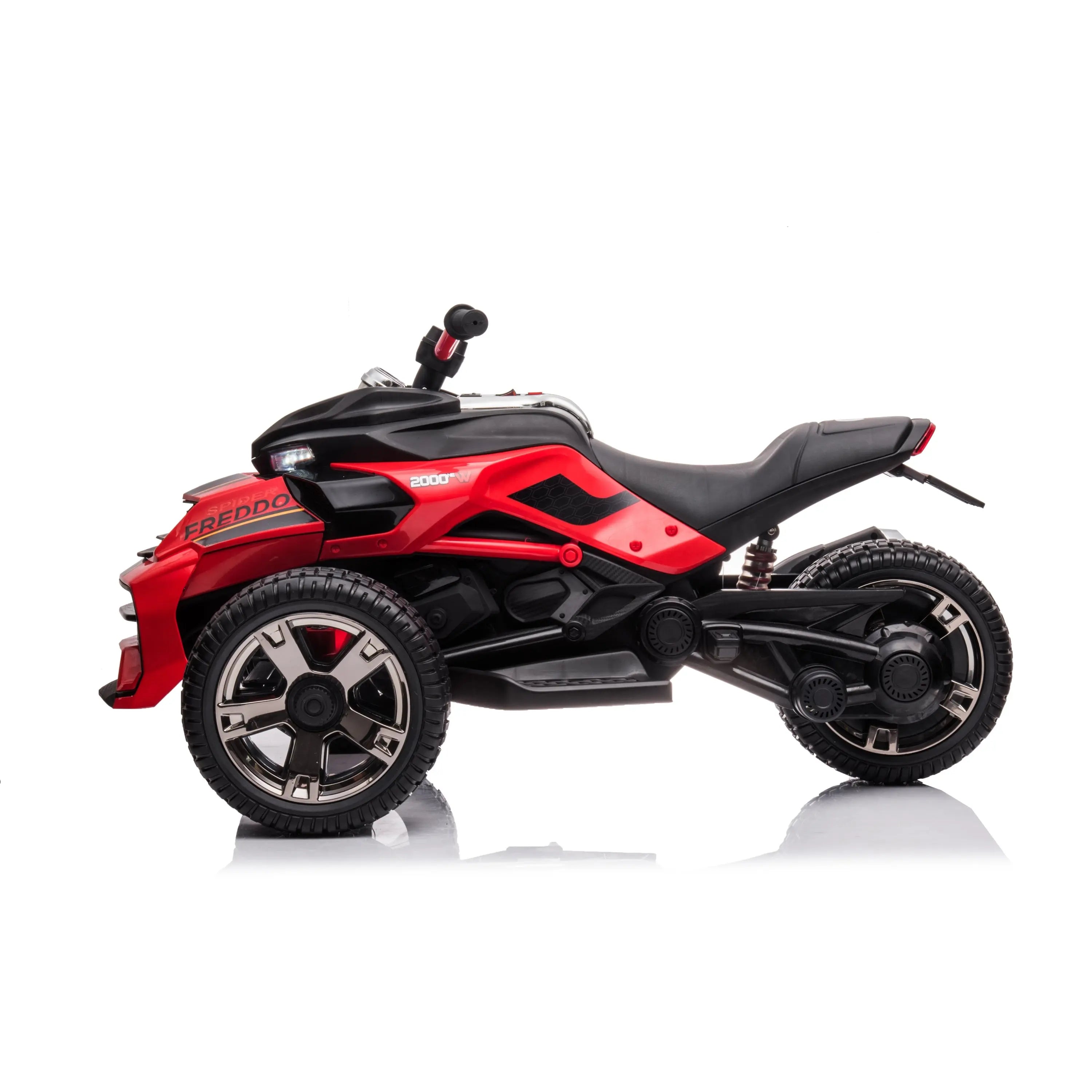  Freddo 24V Freddo Spider 2 Seater Ride-on 3 Wheel Motorcycle - Black - Bonton