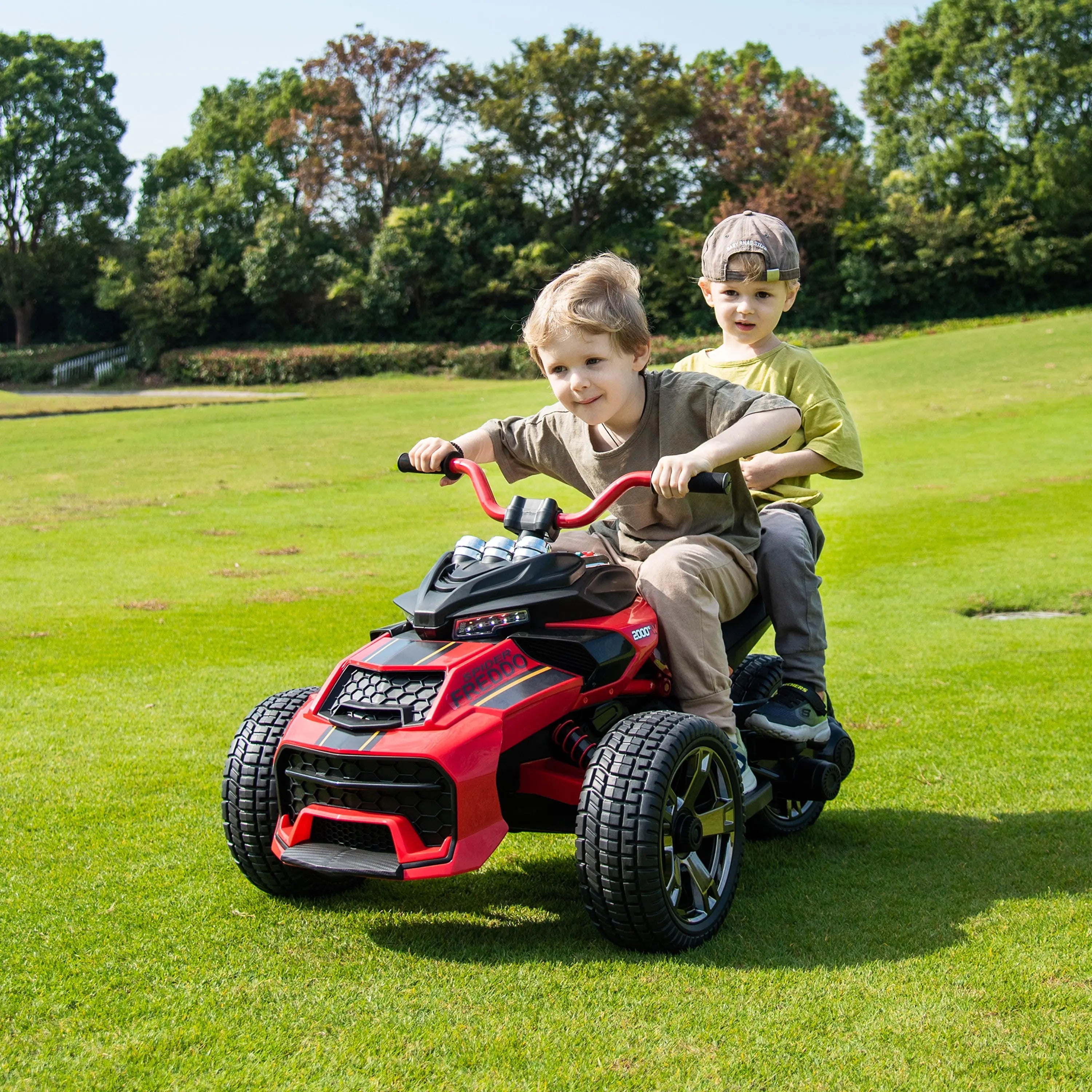  Freddo 24V Freddo Spider 2 Seater Ride-on 3 Wheel Motorcycle - Black - Bonton