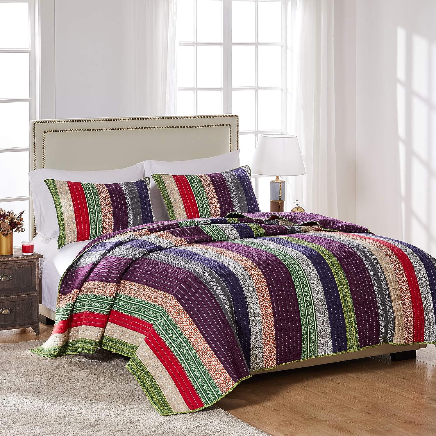  Greenland Home Fashions Marley Boho Quilt Set - Carnival - Bonton