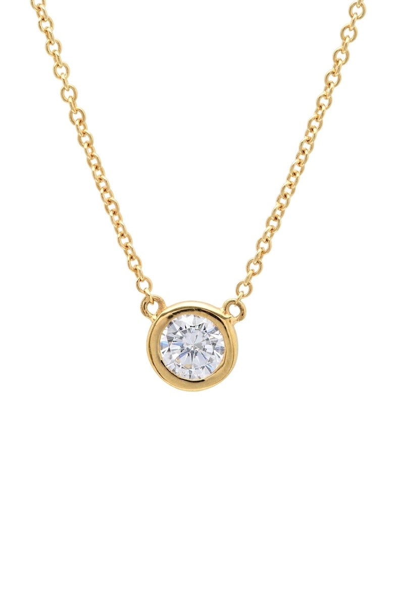  CRISLU Solitaire Bezel Set Pendant Small Finished in 18kt Yellow Gold - XX - Bonton