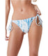  Twill Active Women's Recycled Summer Printed Bikini Bottom with Drawstrings - Abstract Blue - Bonton