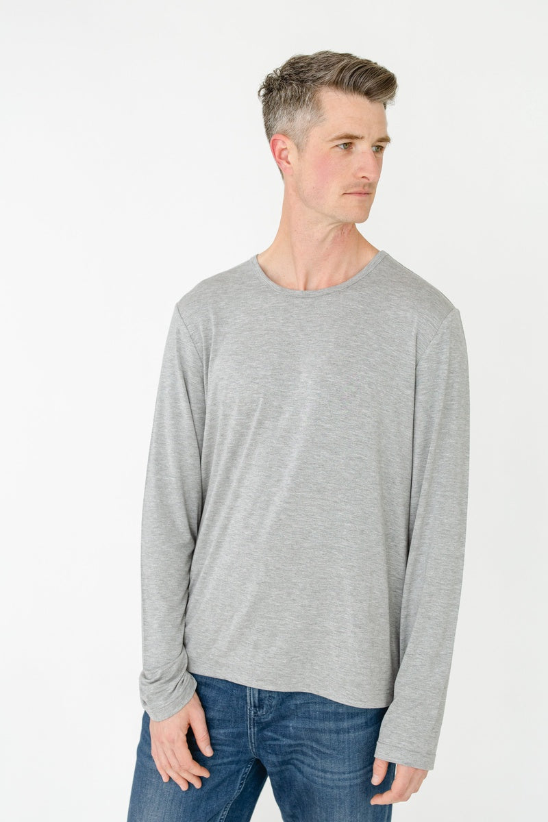  Cabana Life Grey Bamboo Long Sleeve Sun Shirt - S - Bonton