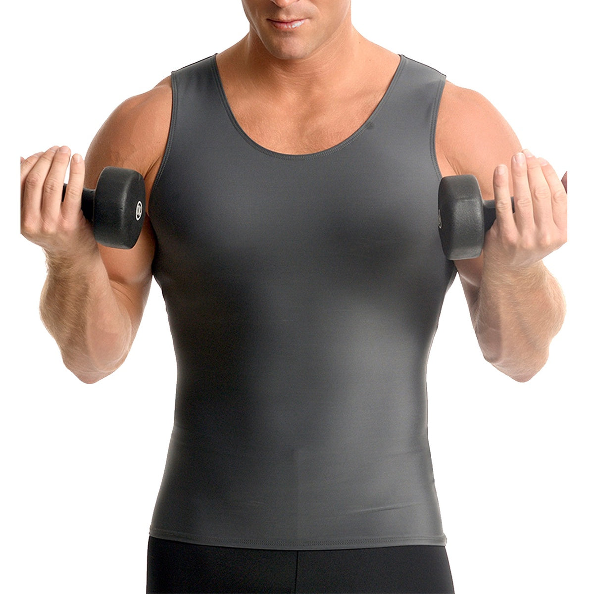  InstantFigure Insta Slim USA Activewear Compression Muscle Tank MA0001 - Gunmetal - Bonton