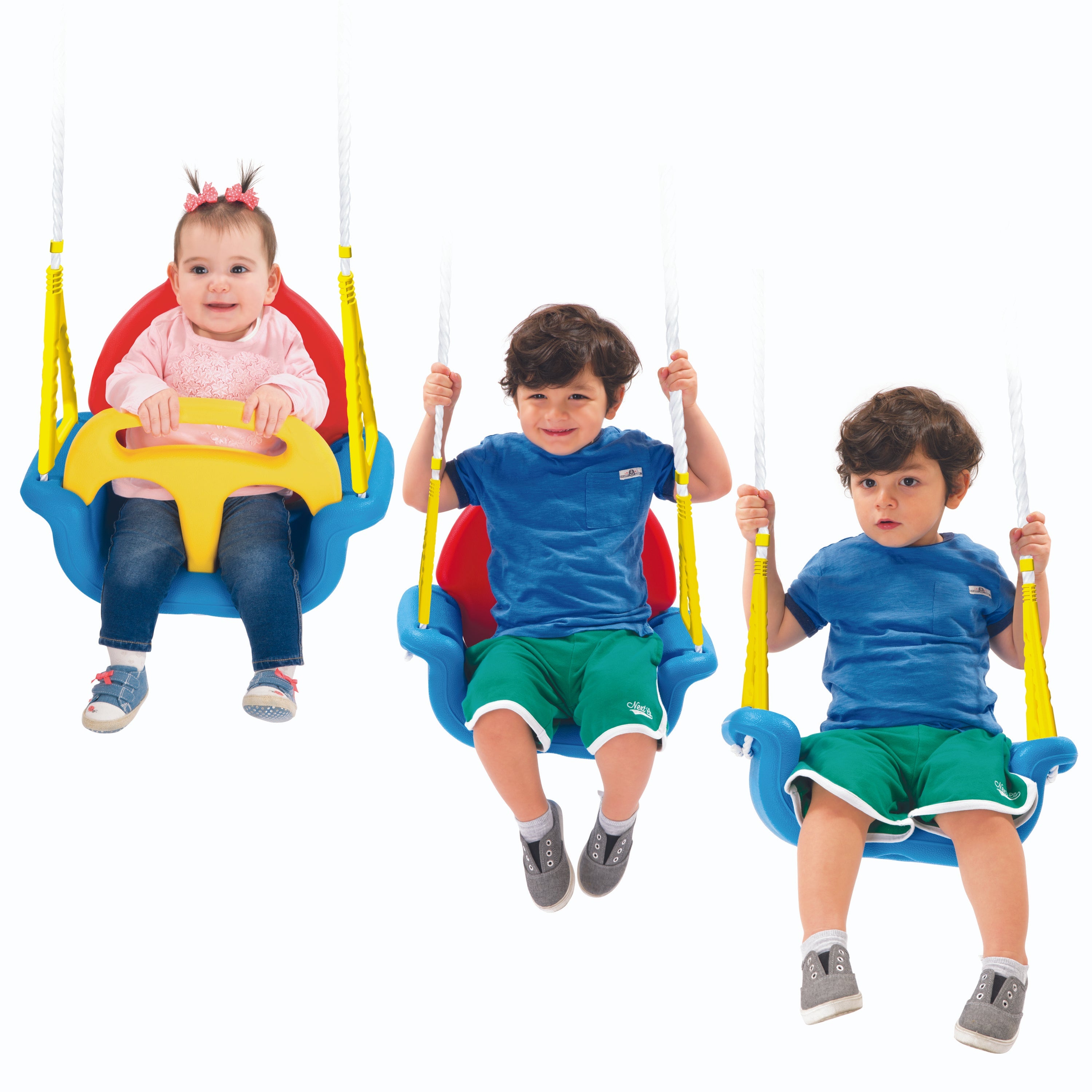  Dolu Dolu: 3-In-1 Jumbo Safety Swing - Adjustable & Convertible Design, 44lb Capacity, Single Seat, Grows With Your Child, Toddler & Kids Ages 12+mo - Multi - Bonton