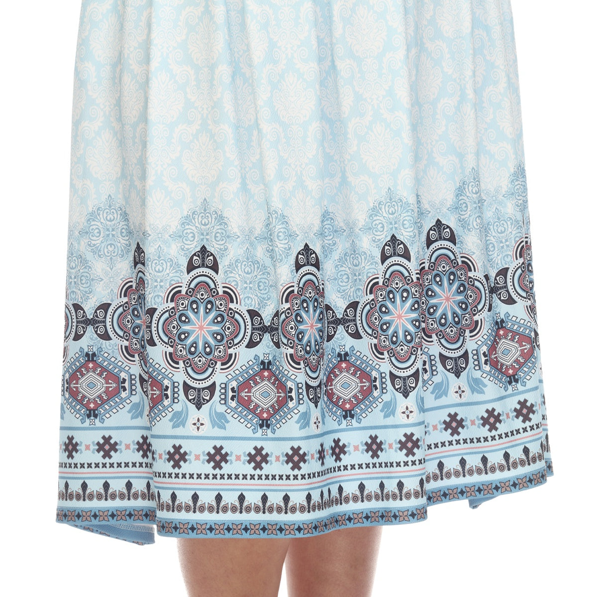  White Mark Plus Size Pleated Skirt With Border Prints - 1X - Bonton