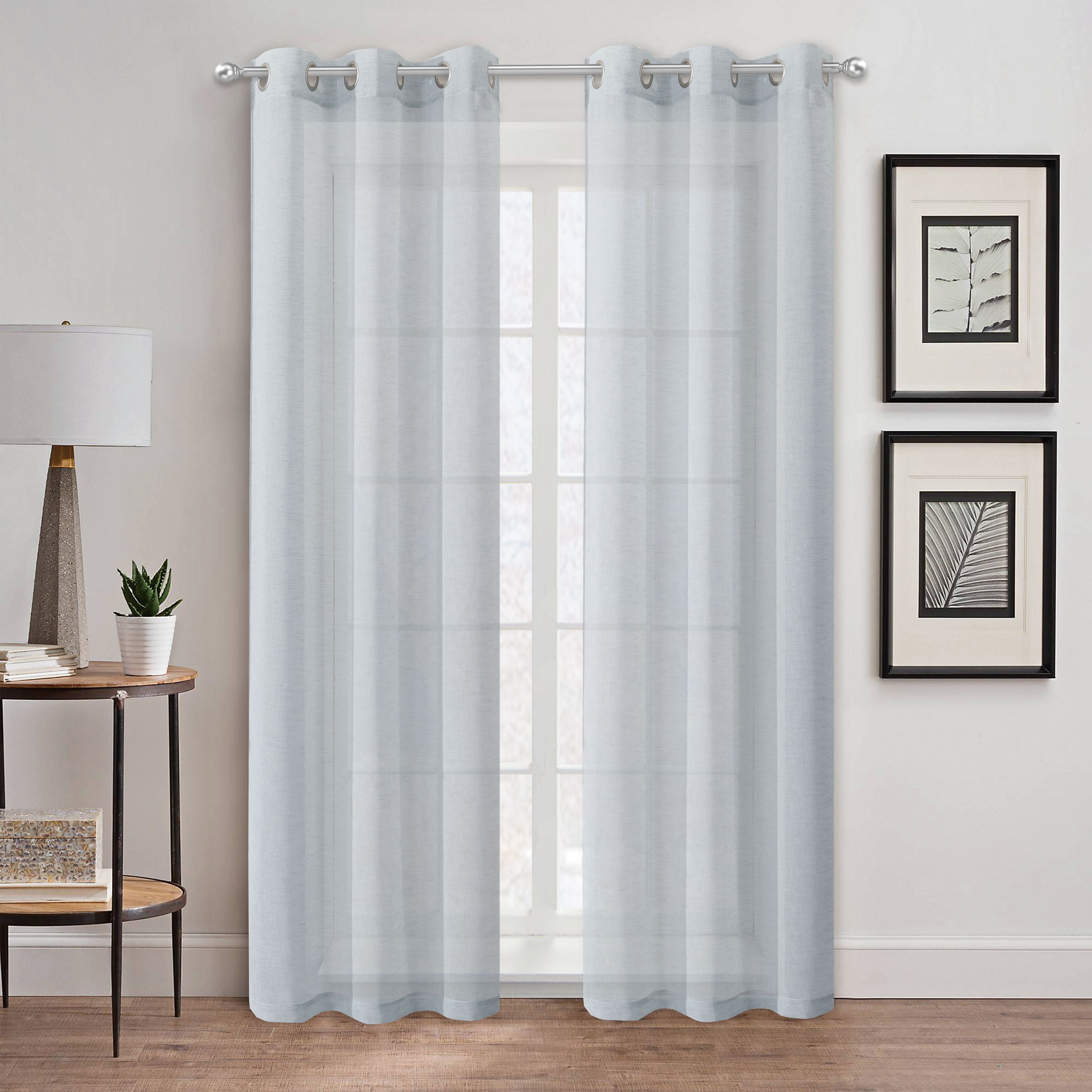  Dainty Home Au Natural Curtain Panel Pair - Silver - Bonton